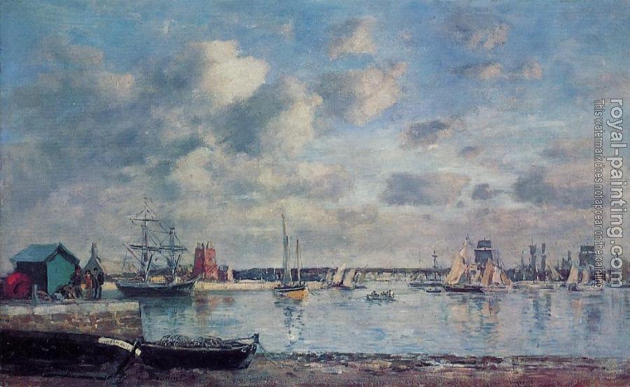 Eugene Boudin : Camaret, Boats in the Harbor